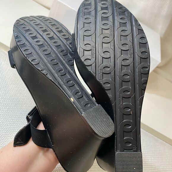 Charles by Charles David patient leather platform wedge t strap elastic sandals - Picture 6 of 8